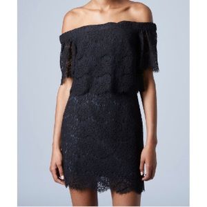 Topshop Black Lace Off the Shoulder petite 0